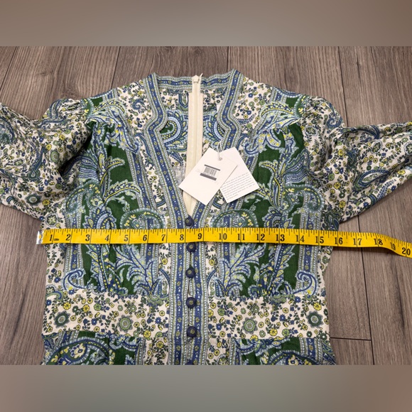 NWT Zimmermann Ottie Plunge Midi Dress in Green Paisley US SZ 6 - Picture 8 of 12